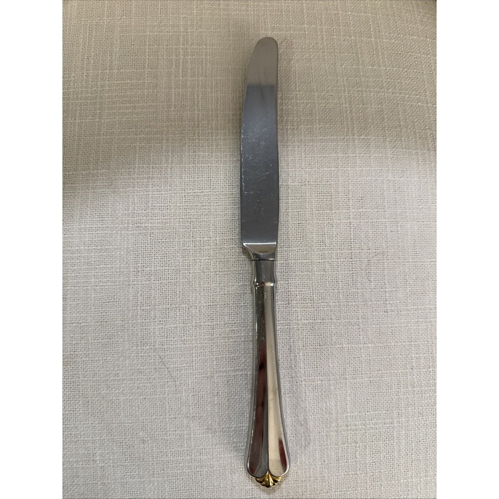 Oneida Golden Juilliard‎ Cube Heirloom Stainless Flatware Gold Accent Tip Knife